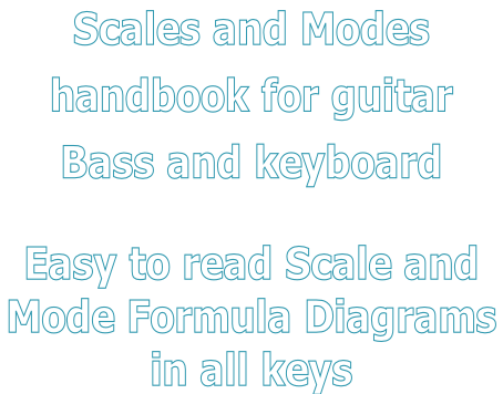 Scales and Modes handbook for guitar  Bass and keyboard  Easy to read Scale and  Mode Formula Diagrams  in all keys
